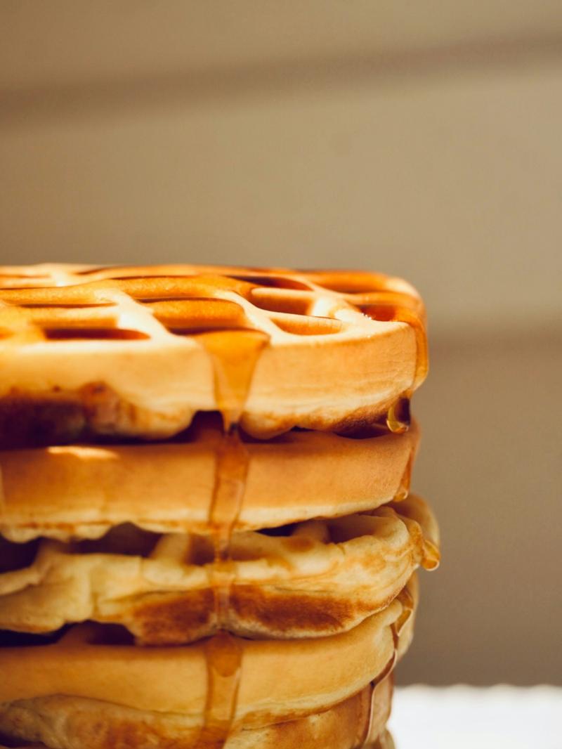 Fresh waffles ready to serve